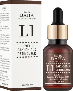 Омолаживающая сыворотка с бакучиолом 2% и ретинолом 0.15% - Cos De Baha L1 Bakuchiol 2 Retinol 0.15 Serum, 30 мл