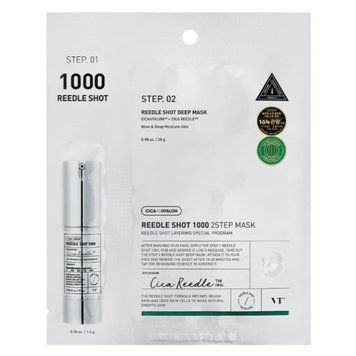 Двухэтапная тканевая маска с микроиглами для гладкости кожи - VT Cosmetics Reedle Shot 1000 2-Step Mask, 1,5g + 25g