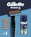 Gillette Набор Sensor 3 (razor/1pc + foam/75ml + refil/5pcs) - фото N2
