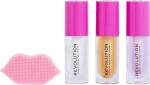 Makeup Revolution Kiss & Go Glaze Lip Care Gift Set (lip/gloss/3x4.5ml + acc/1pc) Набор - фото N2