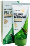 Сонцезахисний крем для обличчя з муцином равлика - Lebelage Anti-Wrinkle Gold Snail Sun Cream SPF50+/PA+++, 70 мл