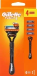 Бритва с 4 сменными картриджами - Gillette Fusion5 Razor For Men, черная
