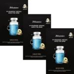 Тканинна маска зволожуюча з гіалуроновою кислотою Japan H9 Hyallronic - JMsolution H9 Hyaluronic Ampoule Gold Foil Mask, 35ml - фото N4