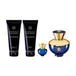 Versace Парфюмированный набор женский Pour Femme Dylan Blue (парфюмированная вода, 100 мл + парфюмированная вода, 5 мл + гель для душа, 100 мл + лосьон, 100 мл) - фото N2