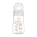 Canpol Babies Бутылочка для кормления EasyStart Newborn baby, от 3 месяцев, с широким отверстием, антиколикова, бежевые сердца, 240 мл