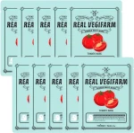 Поживна освітлююча маска для обличчя з екстрактом томату - Fortheskin Super Food Real Vegifarm Double Shot Mask Tomato, 23 мл, 10 шт