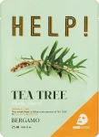 Тканинна маска для обличчя з екстрактом чайного дерева - Bergamo HELP! Tea Tree Mask Sheet, 25 мл, 1 шт