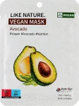 Тканинна маска для обличчя з авокадо - Eyenlip Like Nature Vegan Mask Avocado, 25 мл, 1 шт