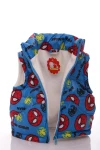 BABYKROHA Жилетка на флісі для хлопчика з кишенями Babykroha із принтом спайдермена блакитна, 98 - фото N3