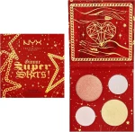 NYX Professional Makeup Gimme Superstars! Палетка хайлайтеров для лица из 4 оттенков - фото N3