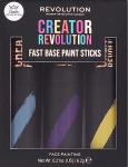 Makeup Revolution Набор стиков для макияжа Creator Fast Base Paint Stick Set Light Blue, Purple & Yellow