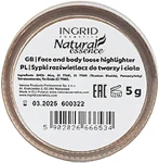 Ingrid Cosmetics Natural Essence Loose Highlither Хайлайтер розсипчастий для обличчя й тіла - фото N3