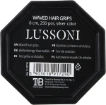 Lussoni Невидимки прямые для волос 6 см, серебряные Waved Hair Grips Silver 6 cm - фото N2