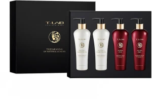 T-LAB Professional Подарунковий набір Aura Oil Blond Ambition Love Set (wash/300ml + cr/300ml + shmp/300ml + treat/300ml)