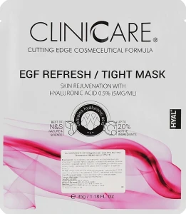 ClinicCare Регенерувальна ліфтинг-маска з 0,5% гіалуроновою кислотою Hyal Egf Refresh/Tight Lifting/Skin Rejuv. Mask 0.5% HA