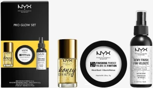 NYX Professional Makeup Набор Pro Glow Set (powder/8g + primer/22ml + spray/60ml)