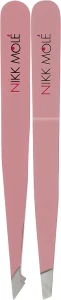 Nikk Mole Набор из 2х розовых пинцетов для бровей в чехле