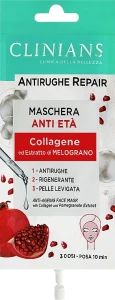 Clinians Антивозрастная маска с гранатом Anti-Ageing Face Mask With Collagen & Pomegranate