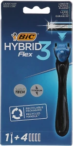 BIC Бритва Flex 3 Hybrid c 4 змінними касетами