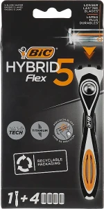 BIC Бритва Flex 5 Hybrid c 4 змінними касетами