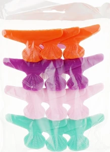 Comair Шпильки-краби пластикові різнокольорові "Fashion Hair", фіолетовий + рожевий + помаранчевий + бірюзовий