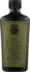 Lavish Care Шампунь для бороди, волосся й тіла 3 в 1 3 in 1 Shampoo Beard Hair & Body Wash