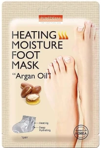 Purederm Согревающая увлажняющая маска для ног с аргановым маслом Heating Moisture Foot Mask “Argan Oil”