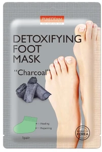Purederm Угольная маска для ног Purderm Detoxifying Foot Mask "Charcoal"