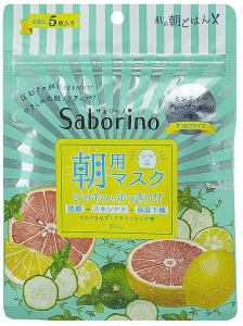 BCL Маска-салфетка для утреннего ухода за лицом "Тонизирующая" Saborino Grapefruit Morning Care Facial Mask