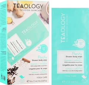 Teaology Освежающие влажные салфетки для тела, 10шт. Yoga Care
