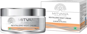 Нічний відновлюючий крем для обличчя з мигдалем - Mitvana Revitalizing Night Cream with Almond & Palasha, 10 мл