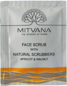 Скраб для лица натуральный с абрикосом и грецким орехом - Mitvana Face Scrub With Natural Scrubbers Apricot & Walnut, пробник, 5 мл