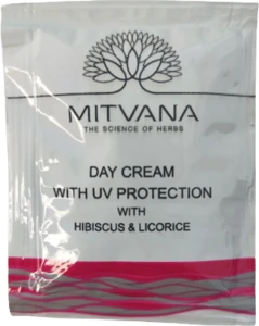 Крем для лица дневной с УФ защитой - Mitvana Day Cream With UV Protection with Hibiscus & Licorice, пробник, 5 мл