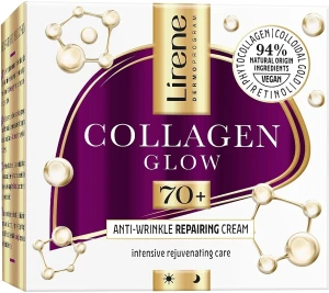 Lirene Відновлюючий крем для обличчя проти зморшок 70+ Collagen Glow Anti-Wrinkle Repairing Cream