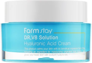 FarmStay Крем для обличчя з гіалуроновою кислотою від зморщок з освітлювальною дією DR.V8 Solution Hyaluronic Acid Cream