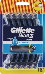 Gillette Набір одноразових станків для гоління, 12 шт. Blue3 Plus Comfort