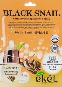 Ekel Тканинна маска з екстрактом муцину чорного равлика Black Snail MAsk