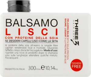 Faipa Roma Бальзам для розгладження волосся із соєвим протеїном Three Hair Care Lisci Balm