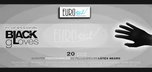 Eurostil Рукавички одноразові, чорні, латексні, без пудри, розмір M, 20 шт.