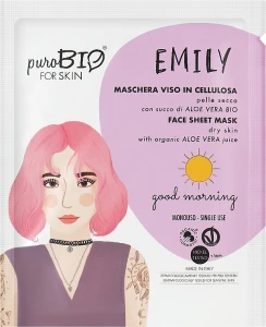 PuroBio Cosmetics Тканевая маска для лица для сухой кожи "Доброе утро!" Emily Face Sheet Mask For Dry Skin Good Morning