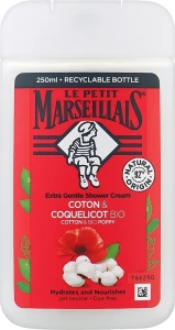 Le Petit Marseillais Біогель для душу "Бавовна та мак" Cotton & Bio Poppy Extra Gentle Shower Cream