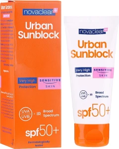 Novaclear Солнцезащитный крем для чувствительной кожи лица Urban Sunblock Protective Cream Sensitive Skin SPF50