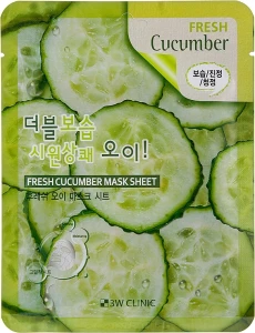 3W Clinic Зволожувальна маска з екстрактом огірка Fresh Cucumber Mask Sheet
