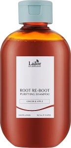 Шампунь против выпадения волос для чувствительной кожи головы, склонной к жирности - La'dor Root Re-Boot Purifying Shampoo Ginger & Apple, 300 мл