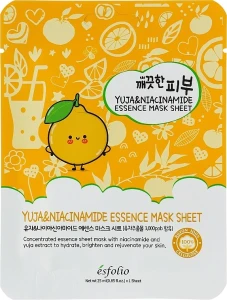 Esfolio Тканевая маска для лица с экстрактом юдзу и ниацинамидом Pure Skin Yuja And Niacinamide Essence Mask Sheet