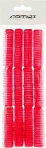 Comair Комплект бигуди-липучки "Velcro plus", 12 штук, 13мм, красные