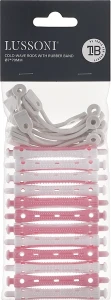 Lussoni Бігуді для волосся O7x70 мм, рожеві Cold-Wave Rods With Rubber Band