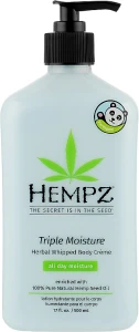 Ніжний зволожуючий крем для тіла потрійної дії - Hempz Triple Moisture Herbal Whipped Body Creme, 500 мл