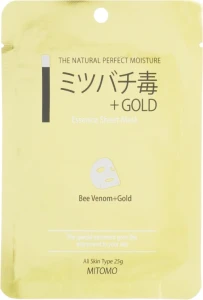 Mitomo Тканевая маска для лица "Золото и Пчелиный Яд" Essence Sheet Mask Bee Venom + Gold