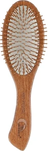 Gorgol Расческа для волос на резиновой подушке с пластиковыми зубчиками, 11 рядов, овальная, темная